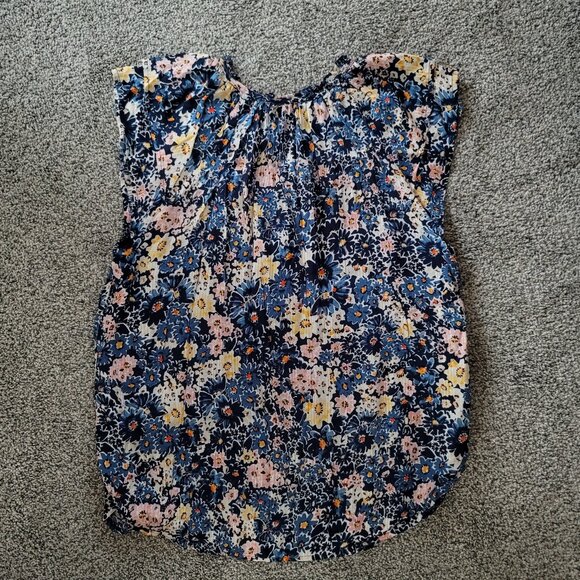 Loft Blouse Womens Medium Blue Floral Print Casual - Picture 2 of 9